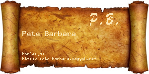 Pete Barbara névjegykártya